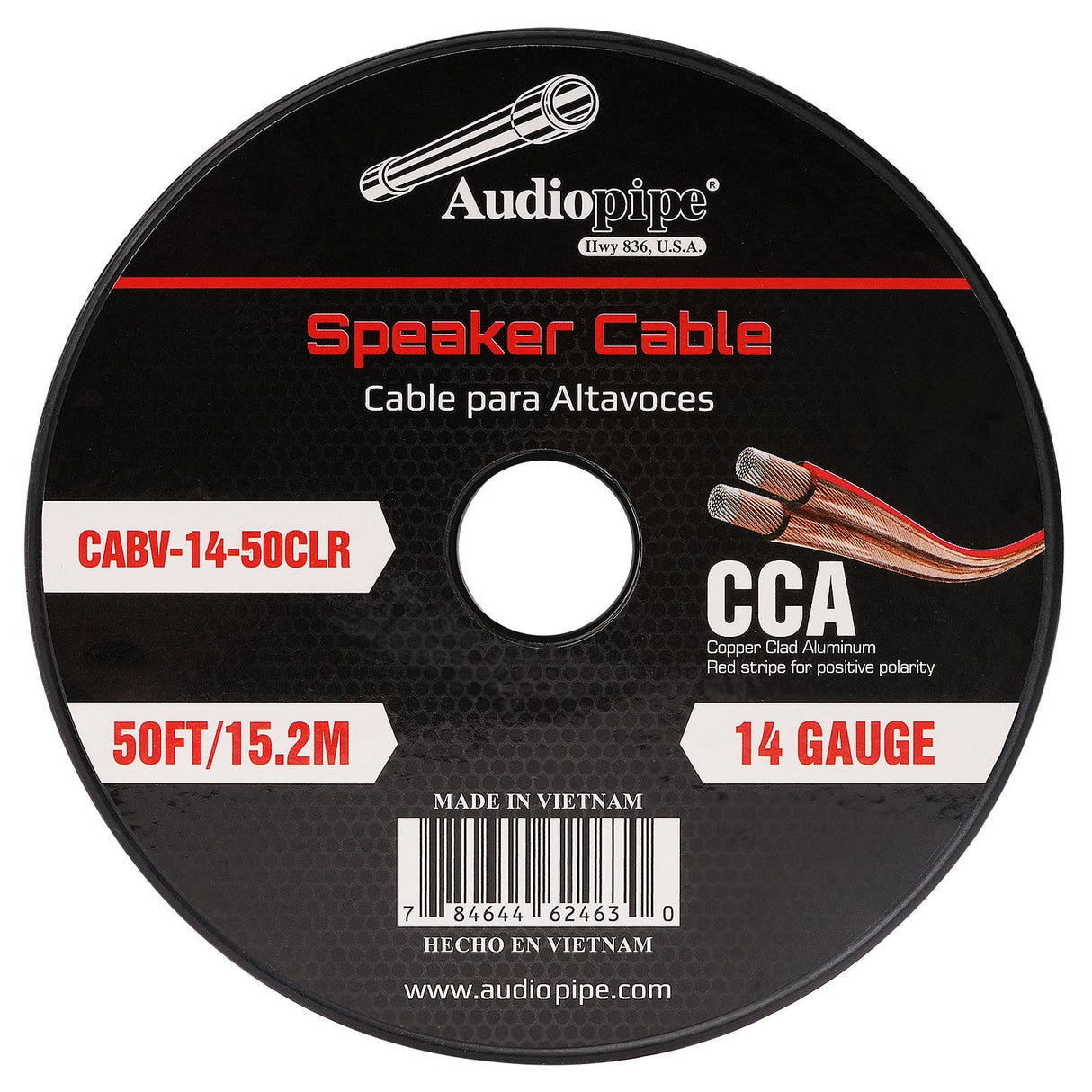 50FT 14AWG Speaker Cable (CABV-14-50CLR) Audiopipe