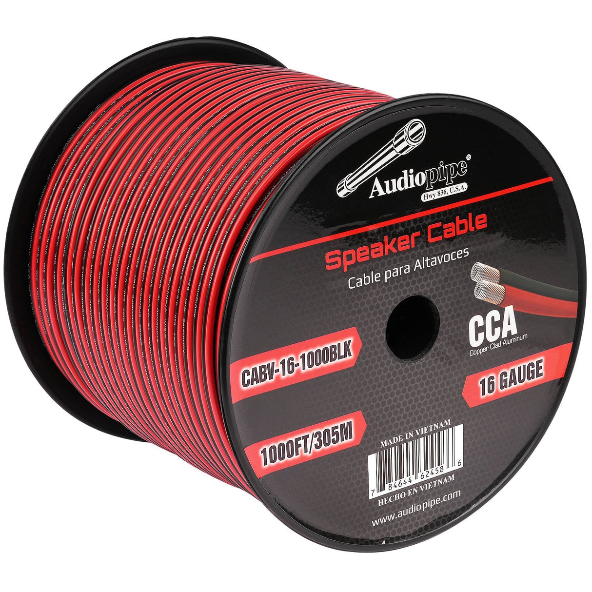 1000FT 16AWG Speaker Cable (CABV-16-1000BLK) Audiopipe