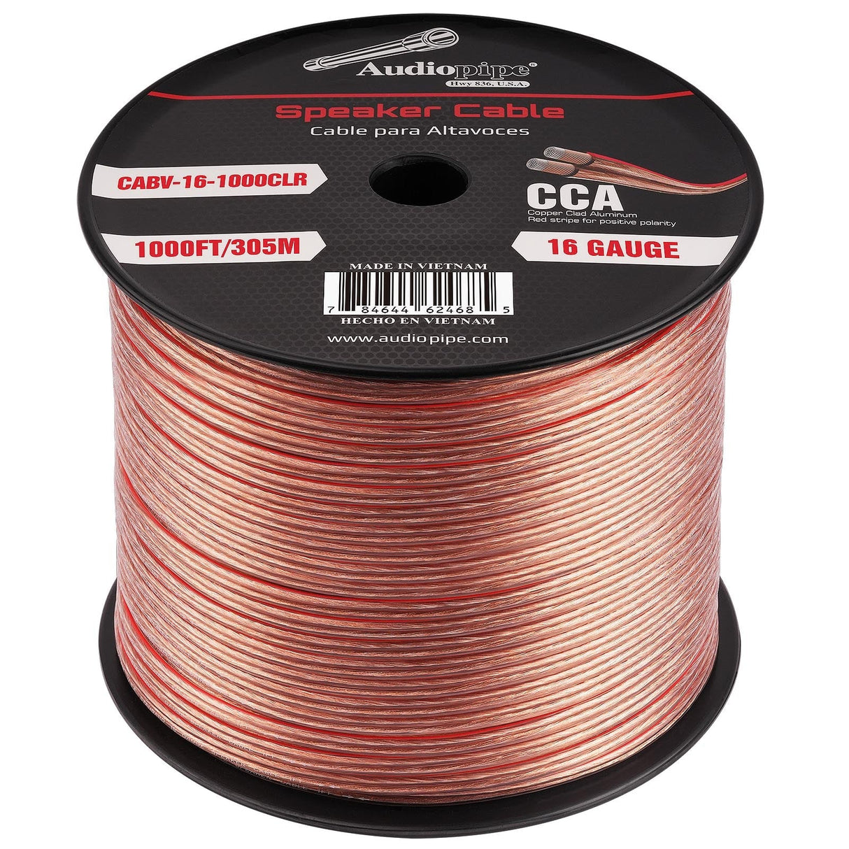 1000FT 16AWG Speaker Cable (CABV-16-1000CLR) Audiopipe