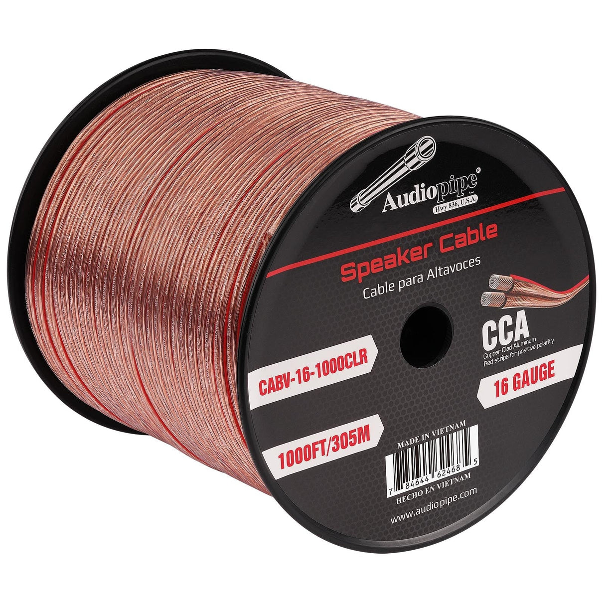 1000FT 16AWG Speaker Cable (CABV-16-1000CLR) Audiopipe