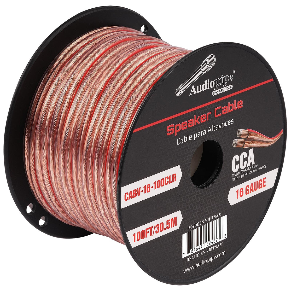 100FT 16AWG Speaker Cable (CABV-16-100CLR) Audiopipe