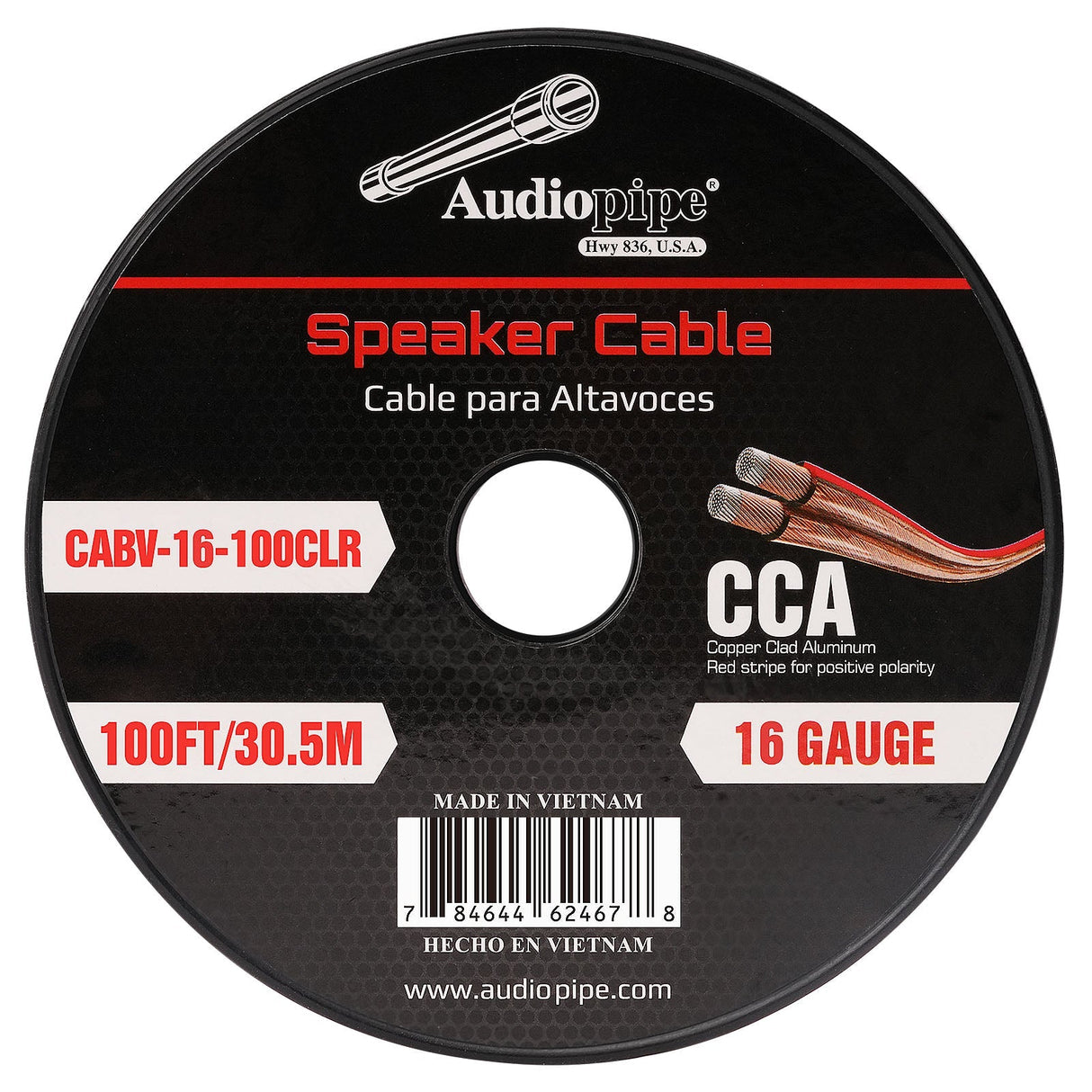 100FT 16AWG Speaker Cable (CABV-16-100CLR) Audiopipe