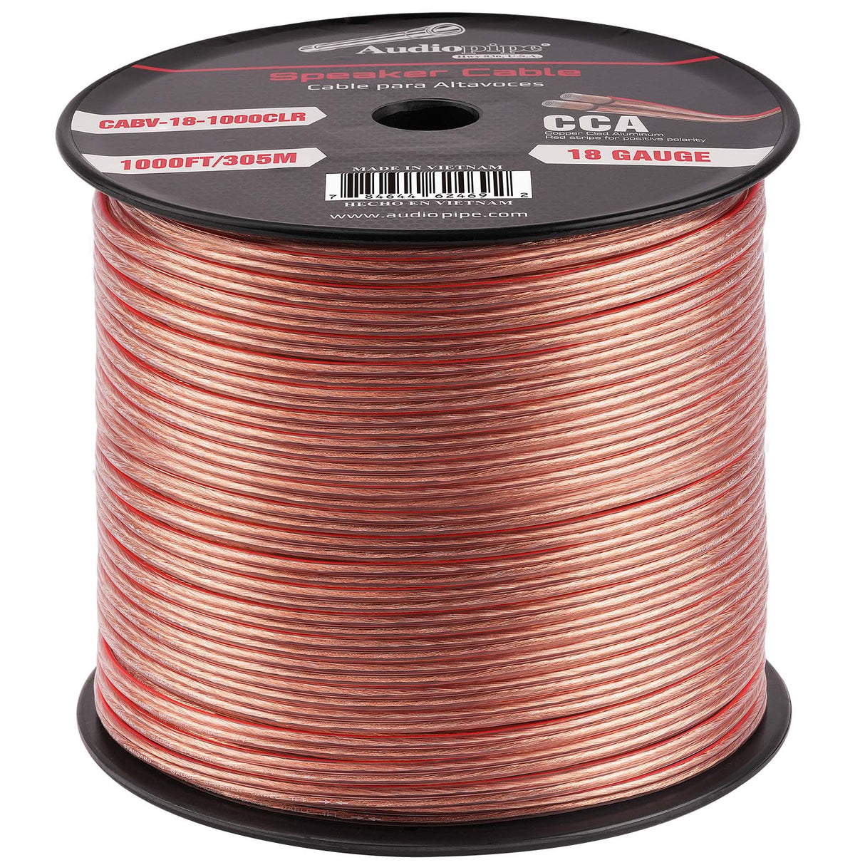 1000FT 18AWG Speaker Cable (CABV-18-1000CLR) Audiopipe