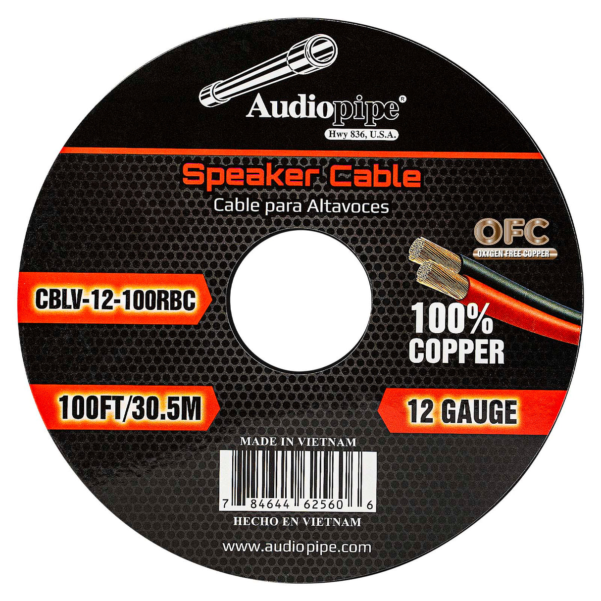100FT 12AWG Speaker Cable (CBLV-12-100RBC) Audiopipe