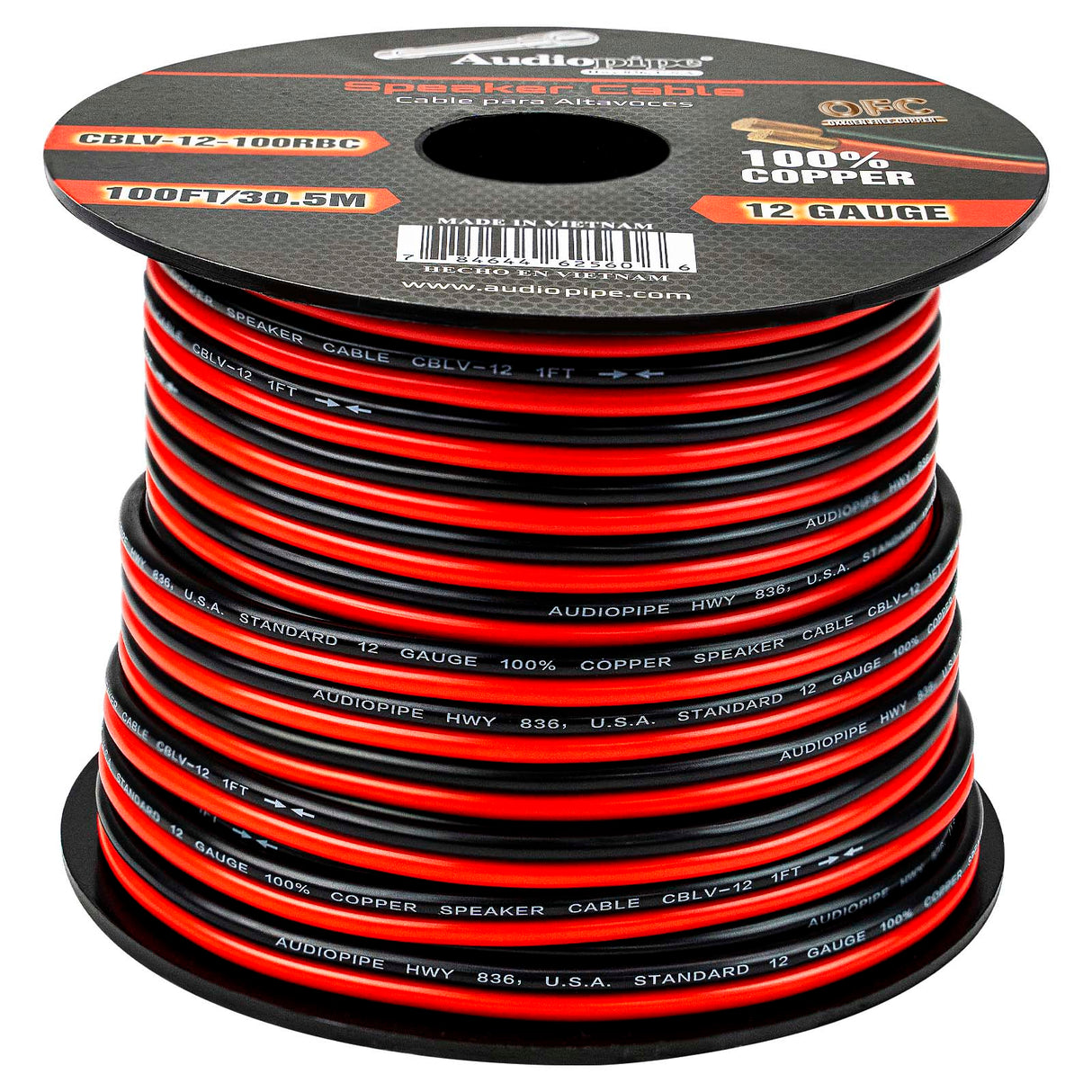 100FT 12AWG Speaker Cable (CBLV-12-100RBC) Audiopipe