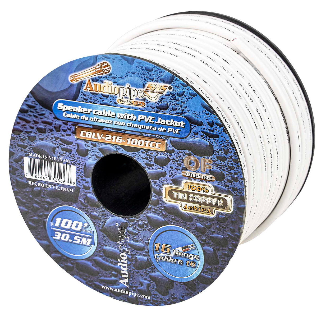 100FT 16AWG Speaker Cable with PVC Jacket (CBLV-216-100TCC) Audiopipe
