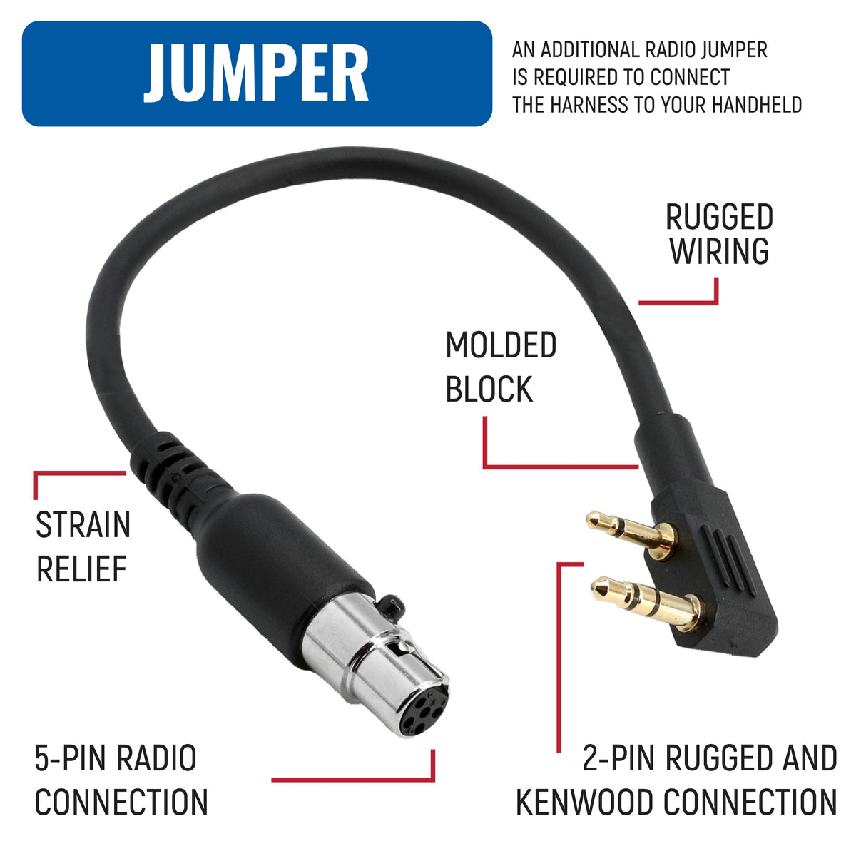 RUGGED Wired SPECIAL LENGTH Single Seat Car Harness without Radio Jumper