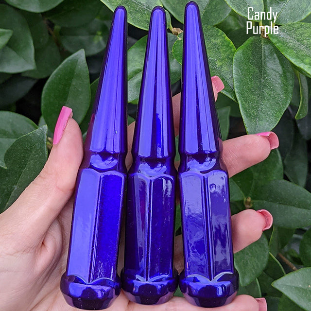 32 Pc 14x1.5 Spike Lug Nuts 4.5" Tall - Powder Coated - Various Colors