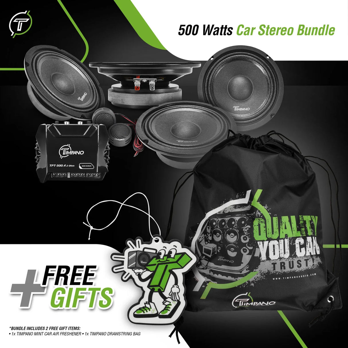 500 Watts Car Stereo Bundle Timpano Audio