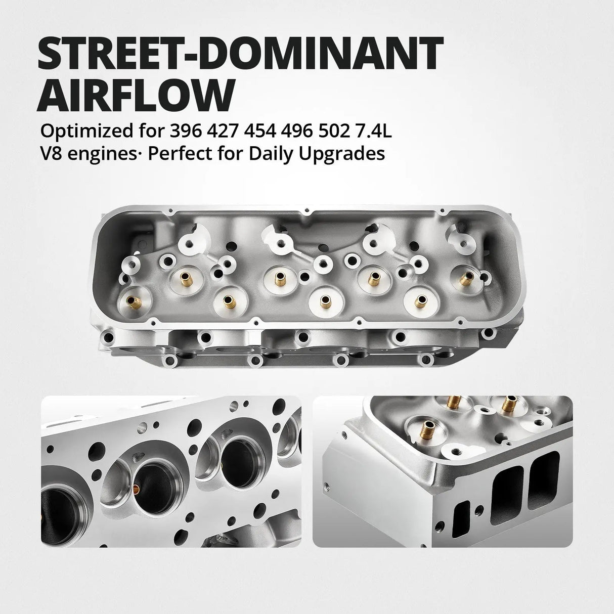 Cast Aluminum Cylinder Head for BBC Engines (Angled Plug) — Fits 1965-2000 Chevy V8 (396/427/454/502) Flashark