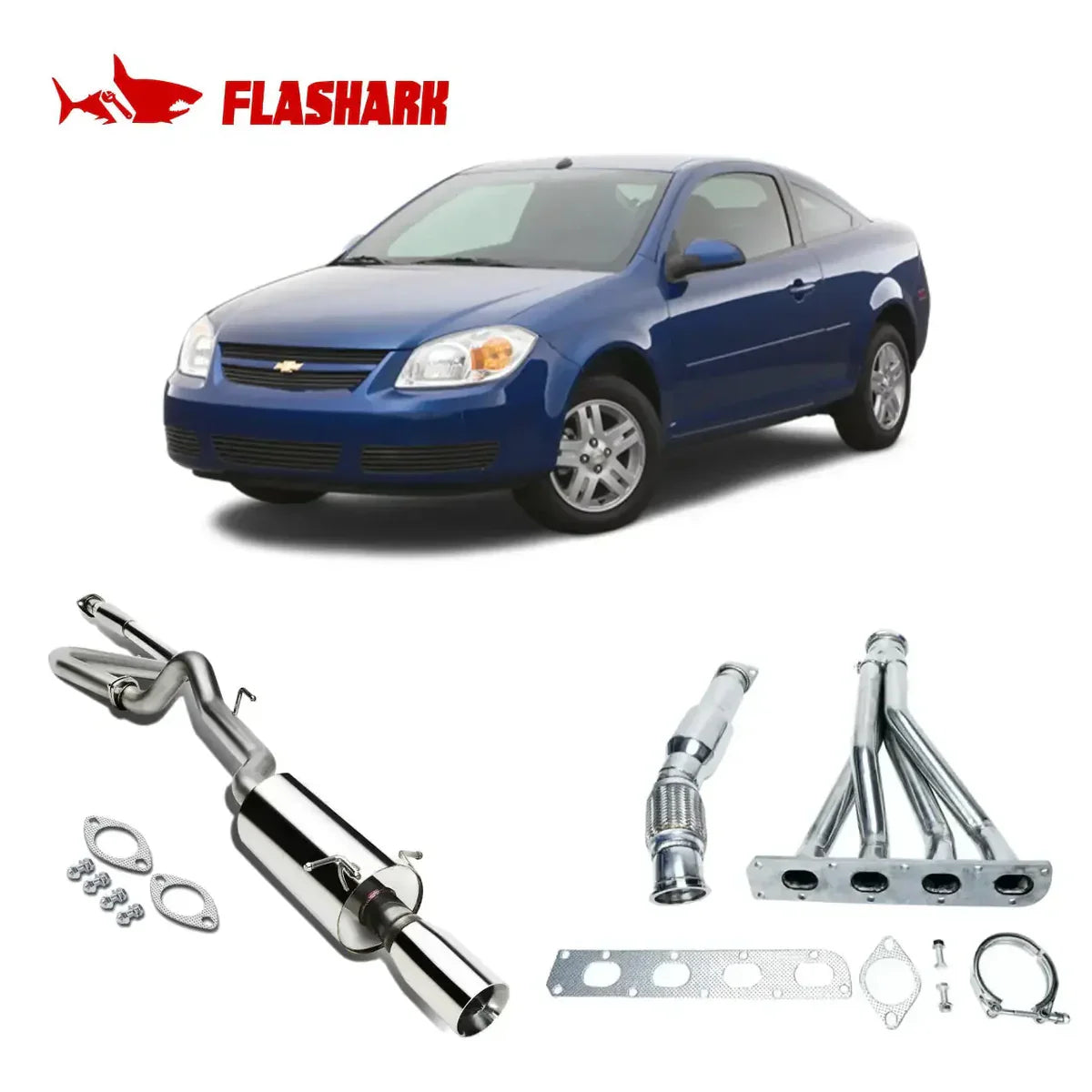 2005-2007 Chevy Cobalt & Pontiac G5 2.2L DOHC Stainless Steel Catback Exhaust System w/ 3.5-inch Muffler Rolled Tip Flashark