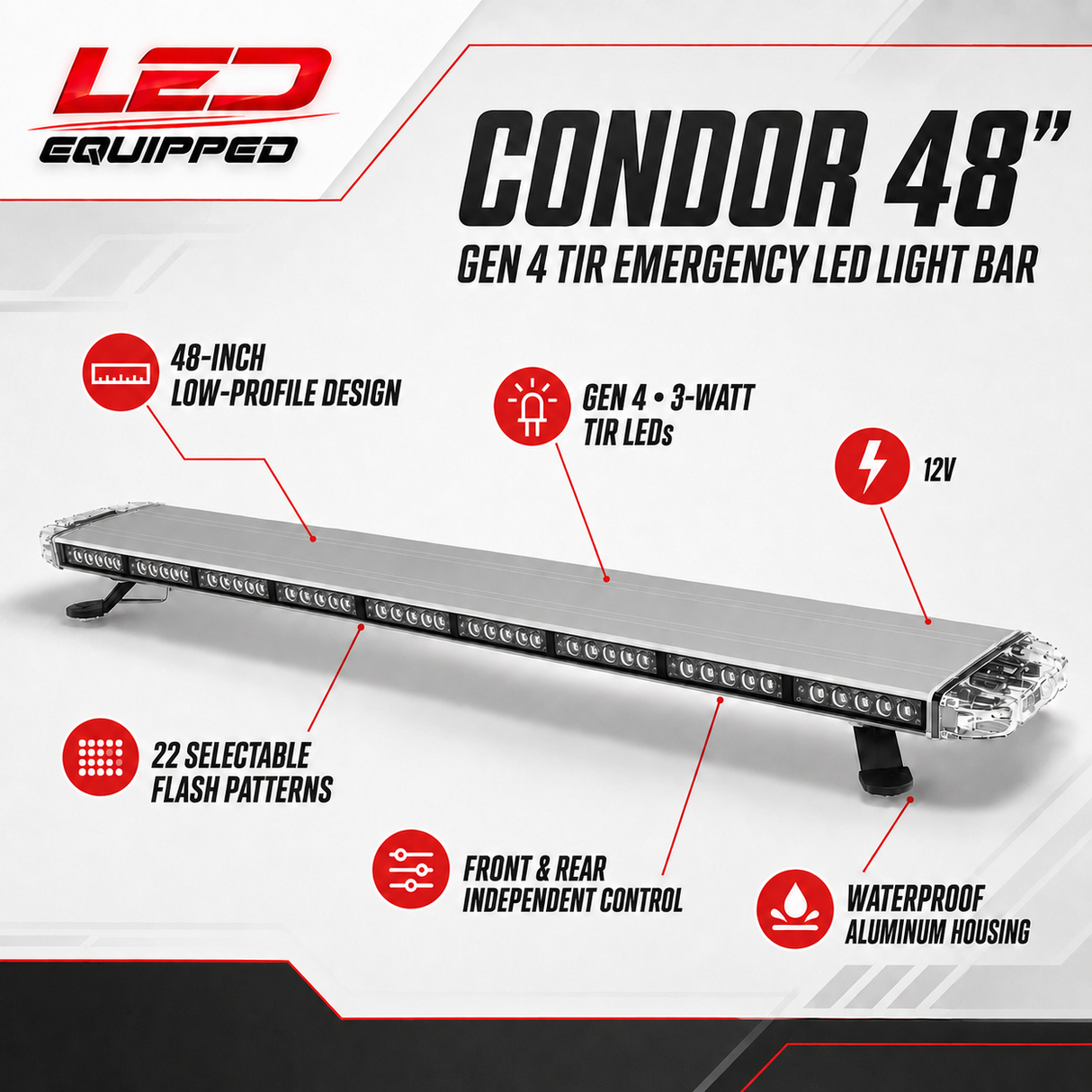 Condor Emergency LED Light bar 48in LED Equipped