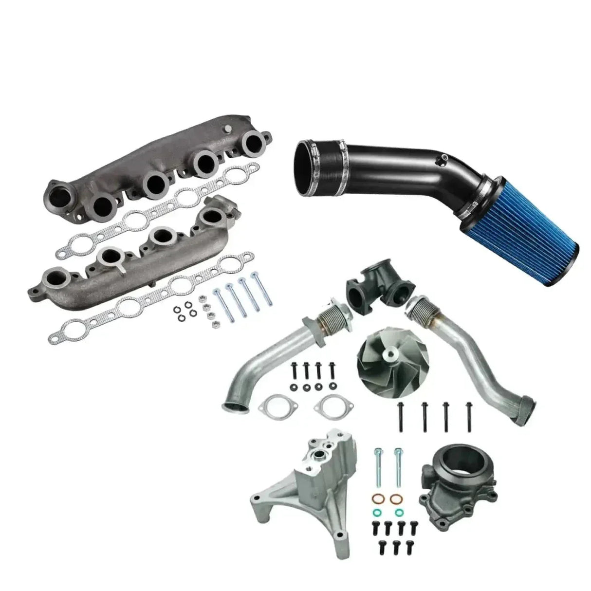 1999.5-2003 Ford 7.3 Powerstroke Diesel All-In-One Kit Exhaust Manifold/Up-Pipe Exhaust/Cold Air Intake Kit