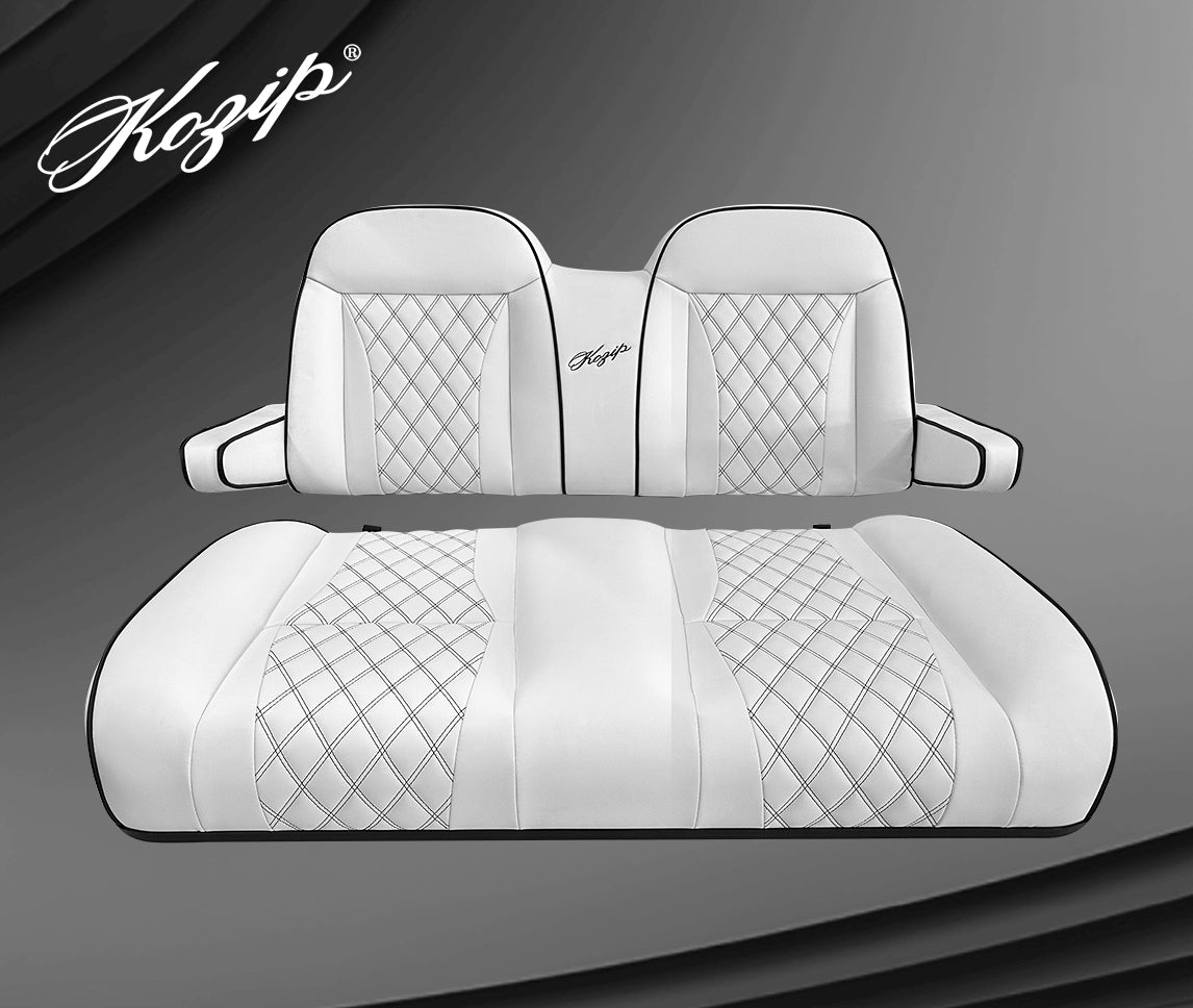 Kozip Matching Rear Seat - White with Black Contrast Stitching