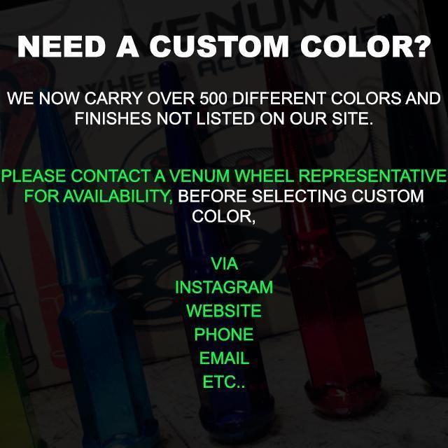 24 Pc 14x1.5 Spike Lug Nuts 6" Tall - Powder Coated - Various Colors