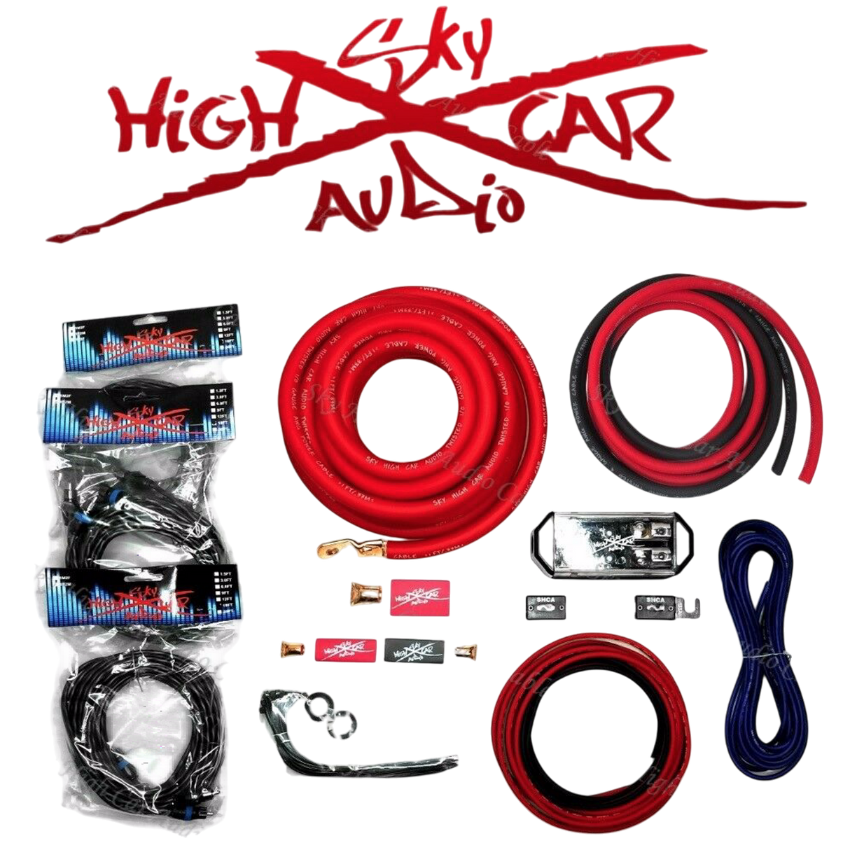 Sky High Car Audio 100% Copper OFC 0g Dual Amp Kit - Single 1/0 to Dual 4 Gauge OFC Sky High Car Audio