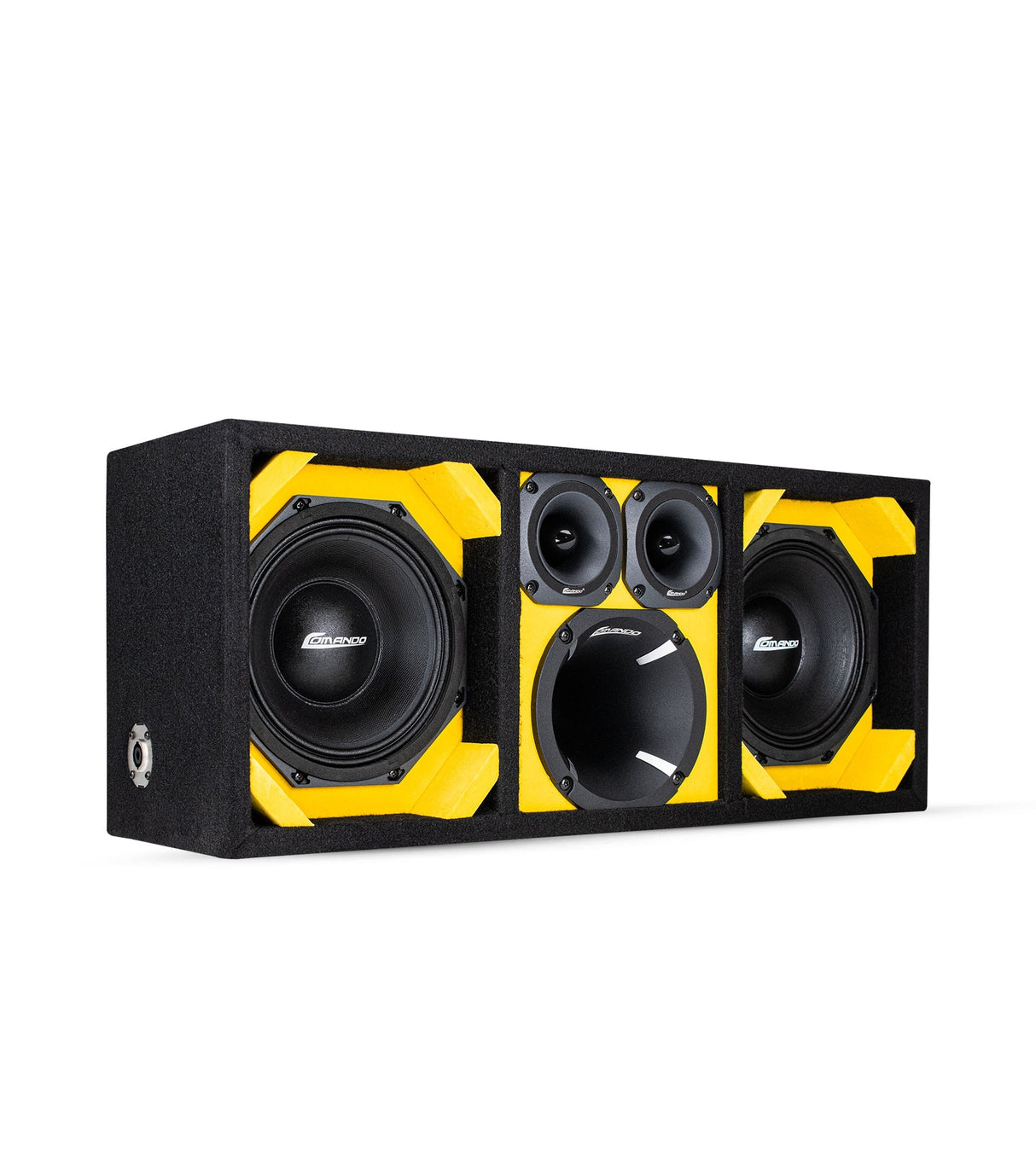 KTPON-208YELLOW / DUAL 8'' YELLOW/BLACK LOADED PORTED BOX (Tweeters + Driver) Comando Audio Inc.