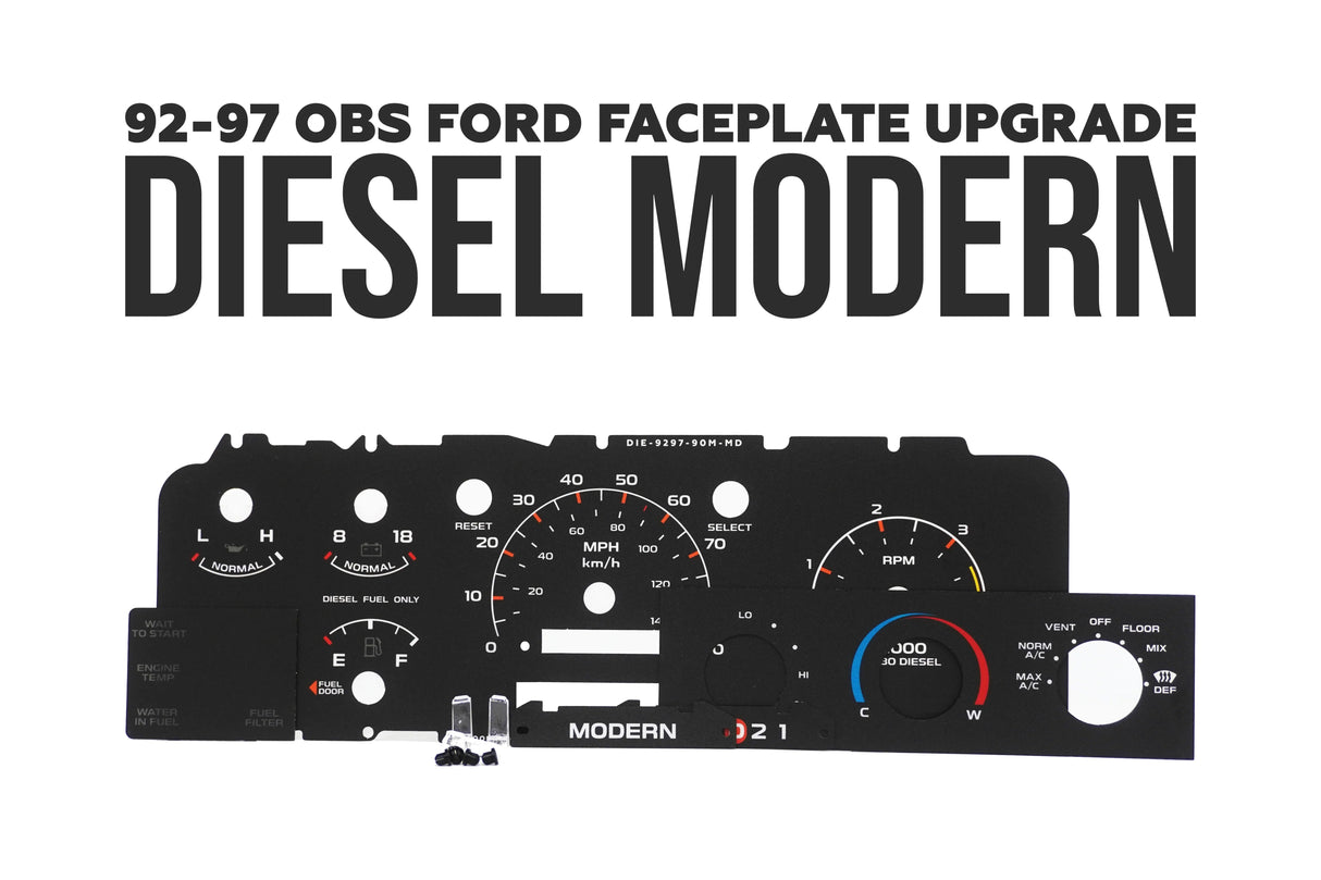 Cluster Faceplate Kit - XLT Modern - Diesel - 1992-1997 Ford F-Series Chinook Auto