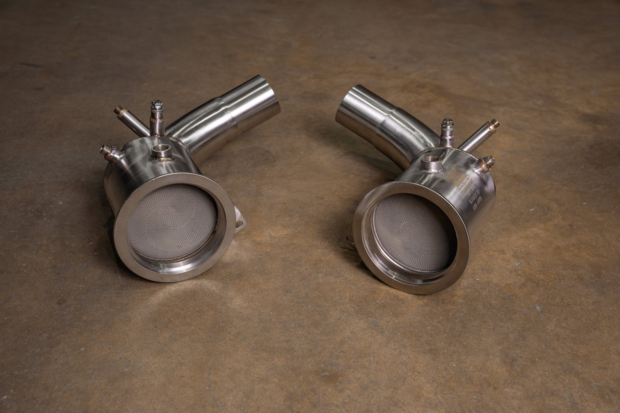 400 Cell Catted Down Pipes For Porsche 992 Turbo / Turbo S Valvetronic Designs