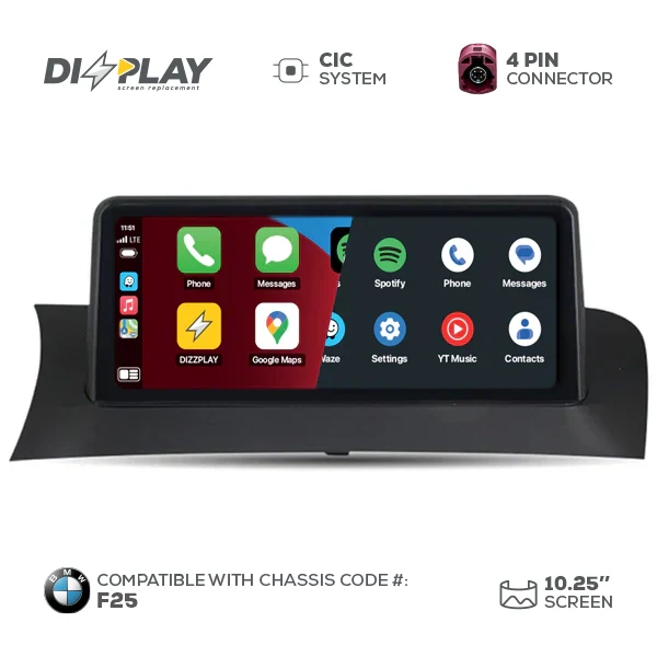 10.25" DIZZPLAY for BMW X3 (F25) 2011-2013 equipped with the CIC* system - LHD ZZ2
