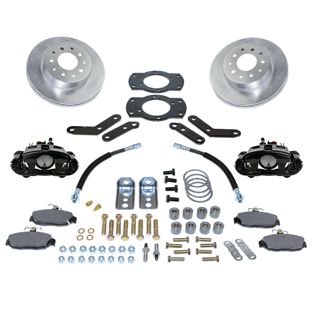 New Direct Fit Rear Drum to Disc Brake Conversion Kit W/Rotors. Black A125-2BK