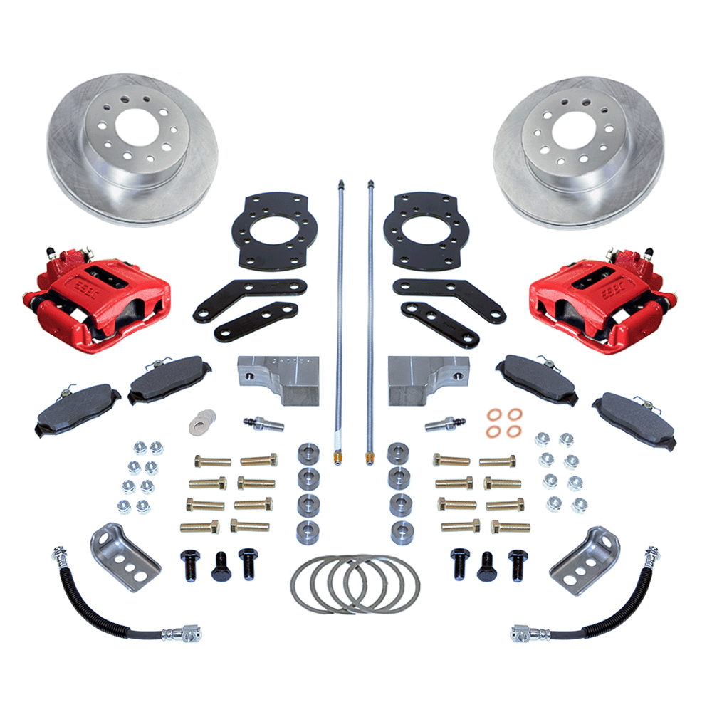 New Direct Fit Rear Drum to Disc Brake Conversion Kit W/Rotors. Red A125-3R