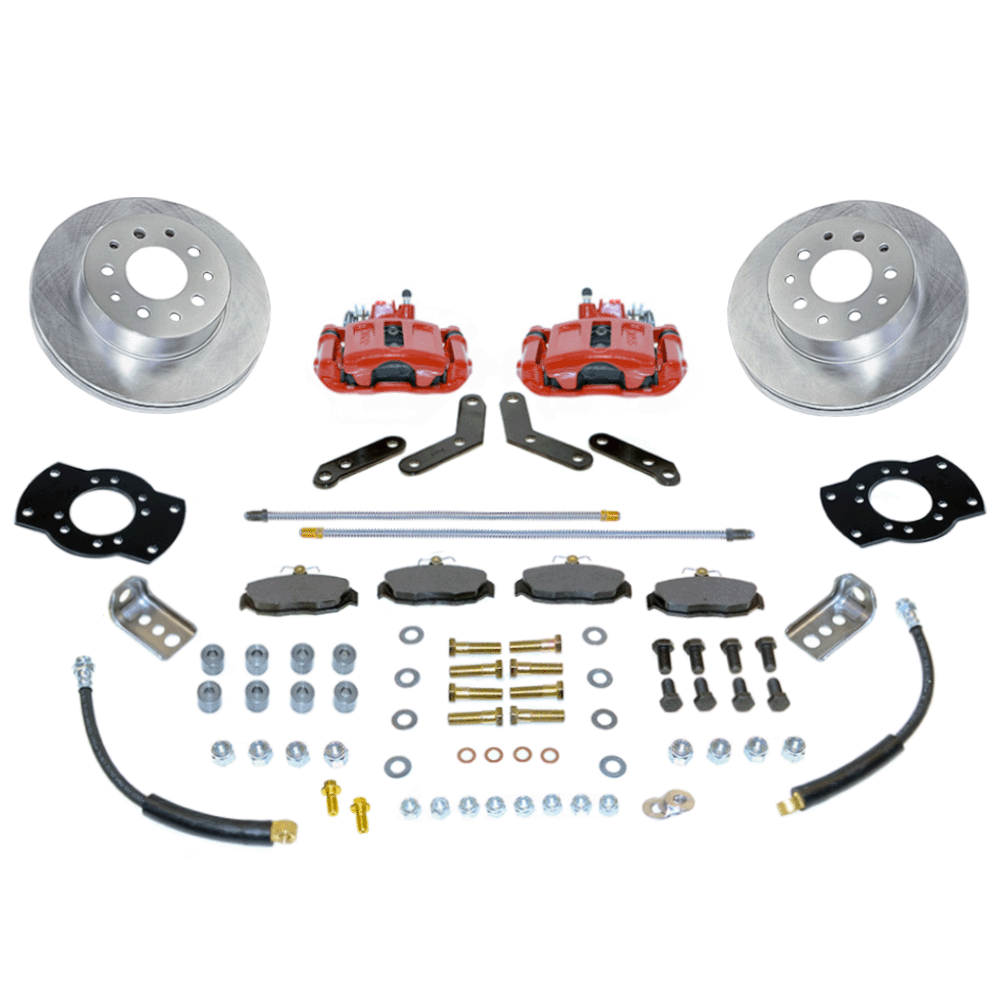 New Direct Fit Rear Drum to Disc Brake Conversion Kit W/Rotors. Red A158-1R