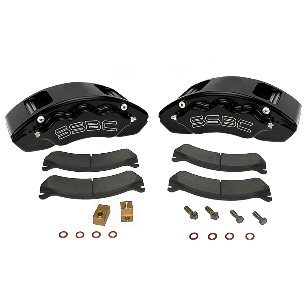 American Made V6-Barbarian 6 Piston Direct Fit Aluminum Billet Front Caliper Upgrade Kit. Black A193-2BK