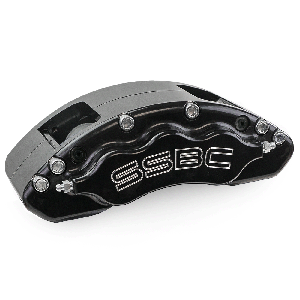 American Made V6-Barbarian 6 Piston Direct Fit Aluminum Billet Front Caliper Upgrade Kit. Black A193-2BK