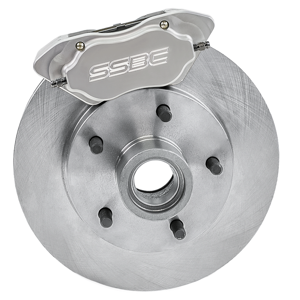 American Made Comp S 4-Piston Billet Aluminum Front Drum to Disc Brake Conversion Kit W/Rotors. Clear W120-22