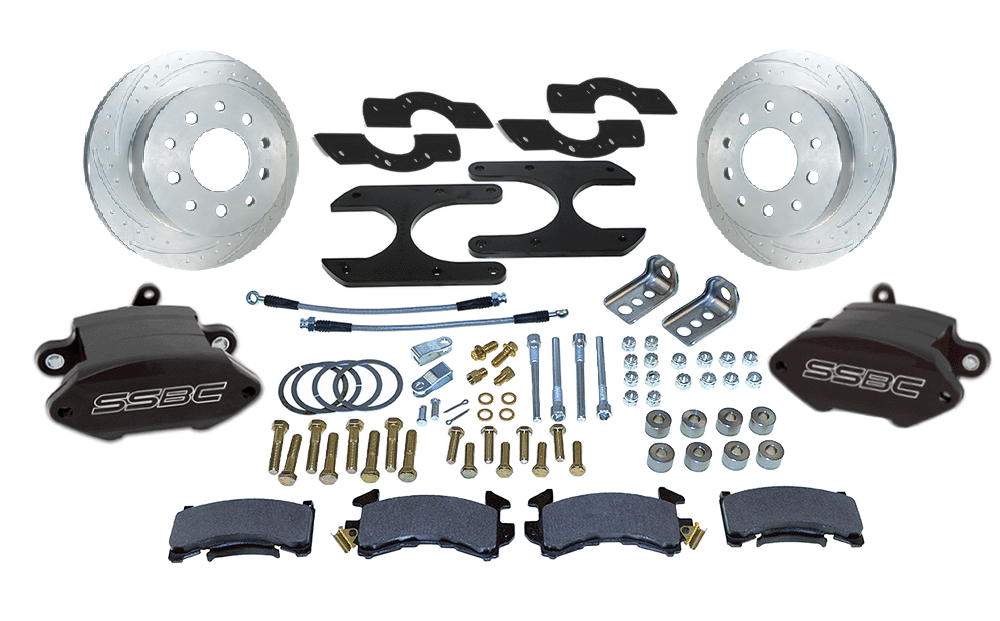 American Made Sport R1 Billet Aluminum Rear Drum to Disc Brake Conversion Kit W/Rotors. Black A110-11BK