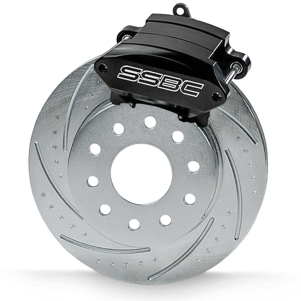 American Made Sport R1 Billet Aluminum Rear Drum to Disc Brake Conversion Kit W/Rotors. Black A110-11BK