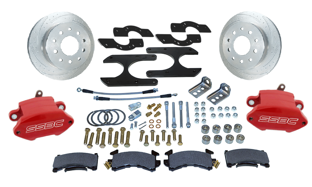 American Made Sport R1 Billet Aluminum Rear Drum to Disc Brake Conversion Kit W/Rotors. Red A110-11R