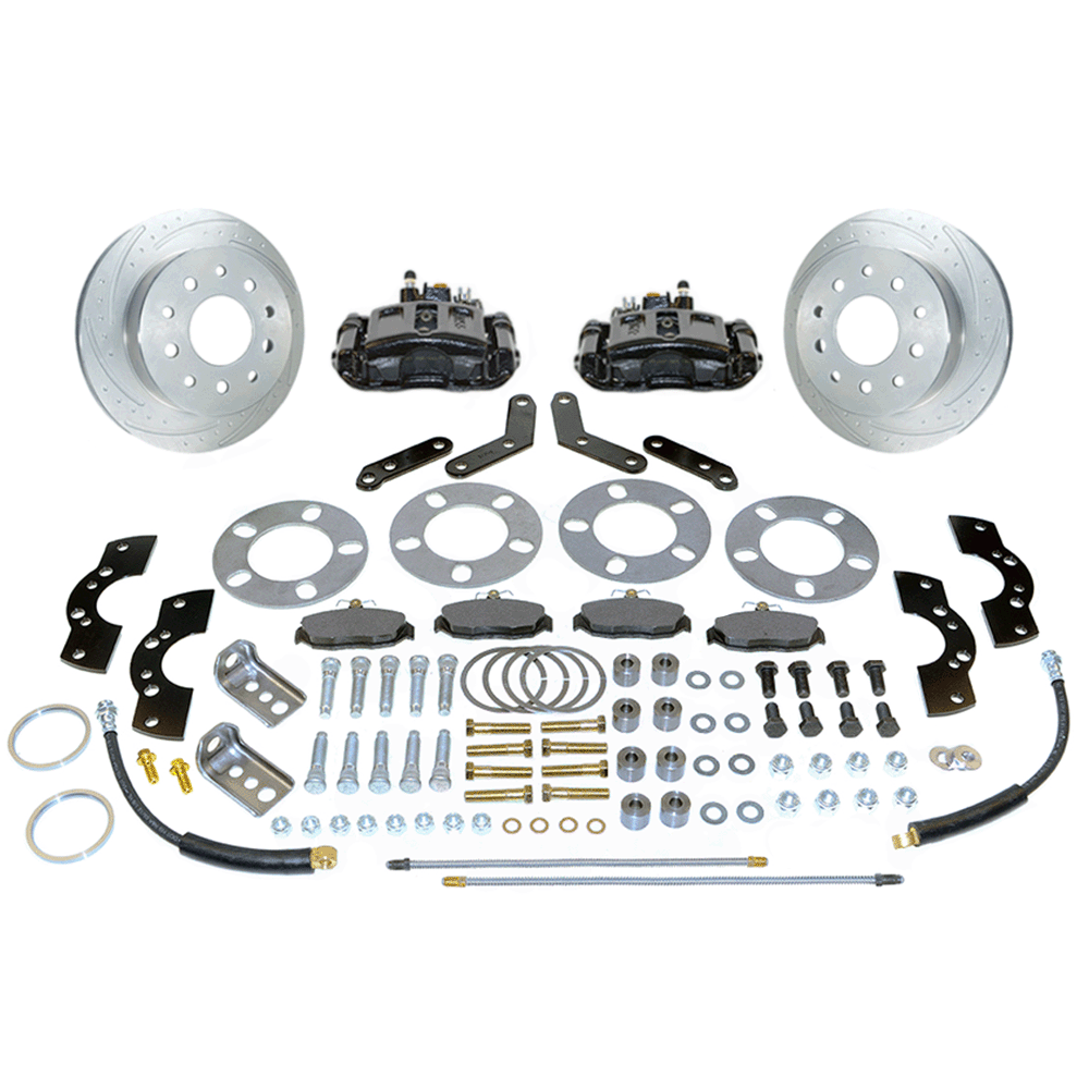 New Direct Fit Rear Drum to Disc Brake Conversion Kit W/Rotors. Ford 9" Large Bearing. Black A110-2BK-DS