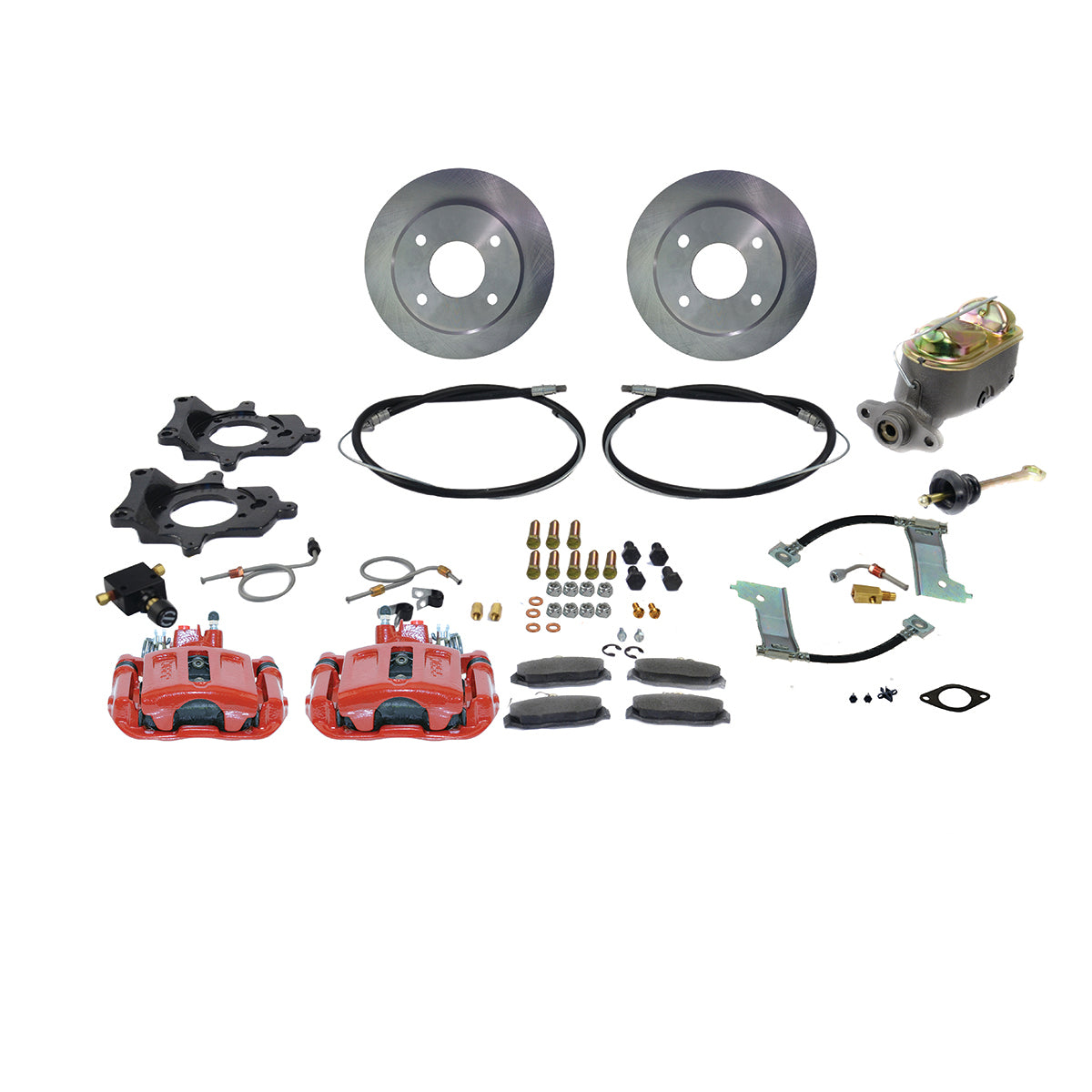 New Direct Fit Rear Drum to Disc Brake Conversion Kit W/Rotors (4 Lug). Red A112-1R