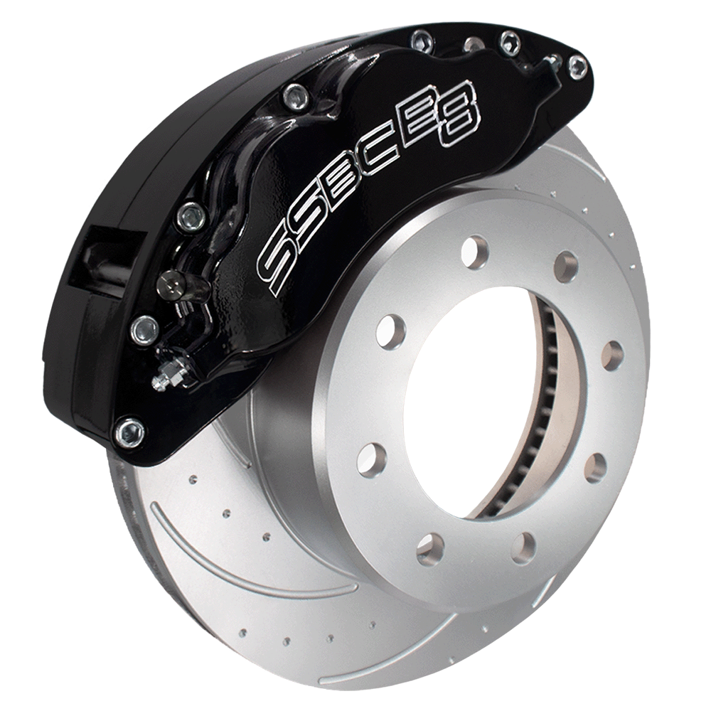 American Made 4 Wheel B8-Barbarian 8 Piston Direct Fit Billet Aluminum Big Brake Bundle. Black A404-3031BLK-BBB
