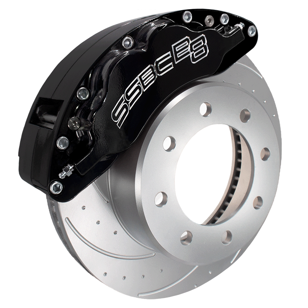 American Made B8-Barbarian 8 Piston Billet Aluminum Direct Fit Rear Disc Brake Kit W/DS Rotors. Black 404-21BLK-DS