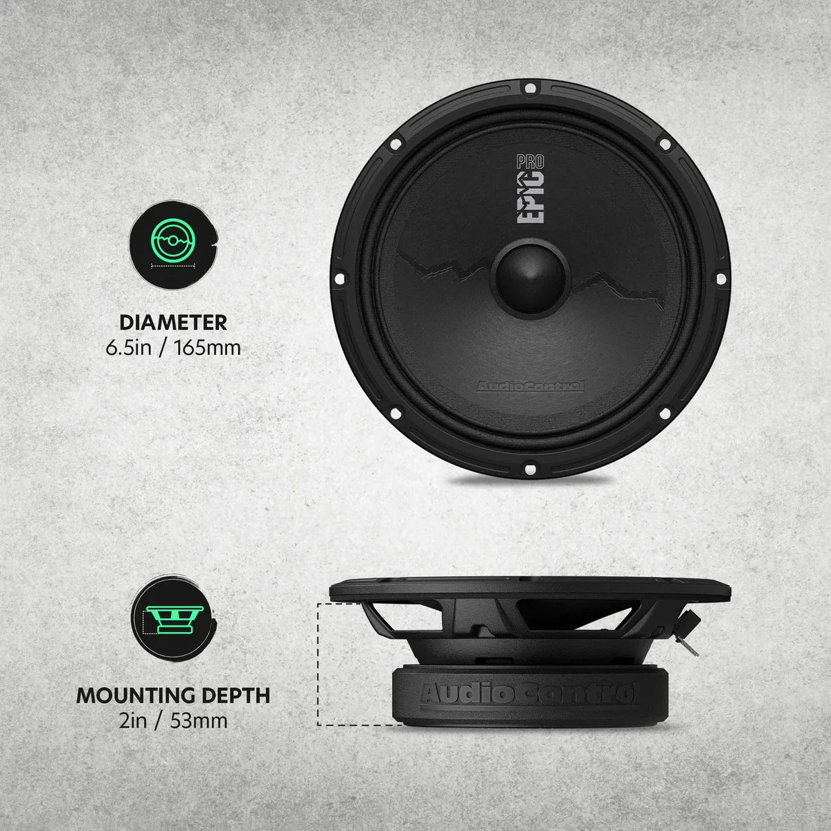 AudioControl EPICPRO6S 6.5" 200W RMS Slim Midrange Speakers (Pair) AudioControl
