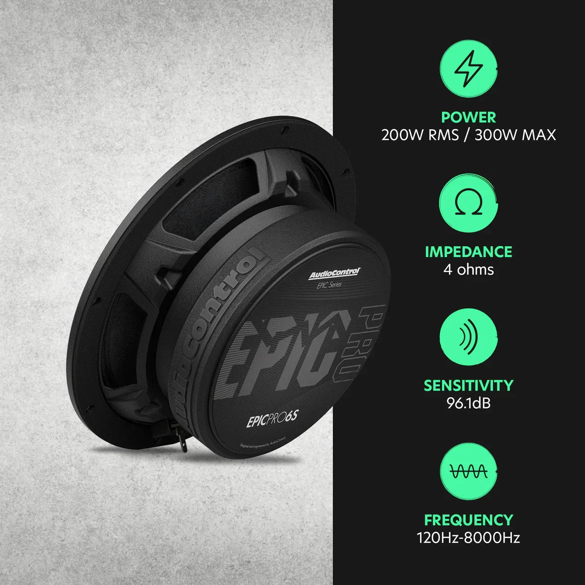 AudioControl EPICPRO6S 6.5" 200W RMS Slim Midrange Speakers (Pair) AudioControl