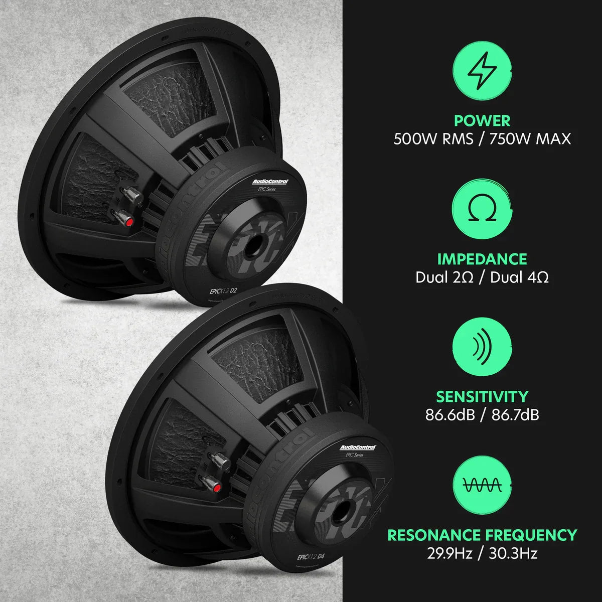AudioControl EPICX 12 | 12" 500W RMS Subwoofer DVC AudioControl
