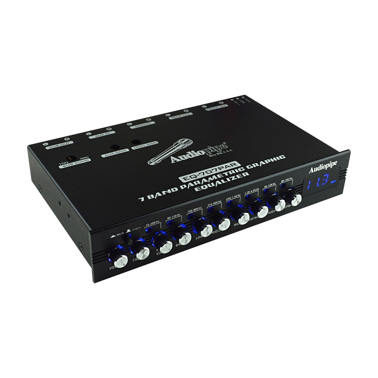 Audiopipe 7 Band Parametric Graphic Equalizer with 9V Line Driver (EQ-707PAR) Audiopipe