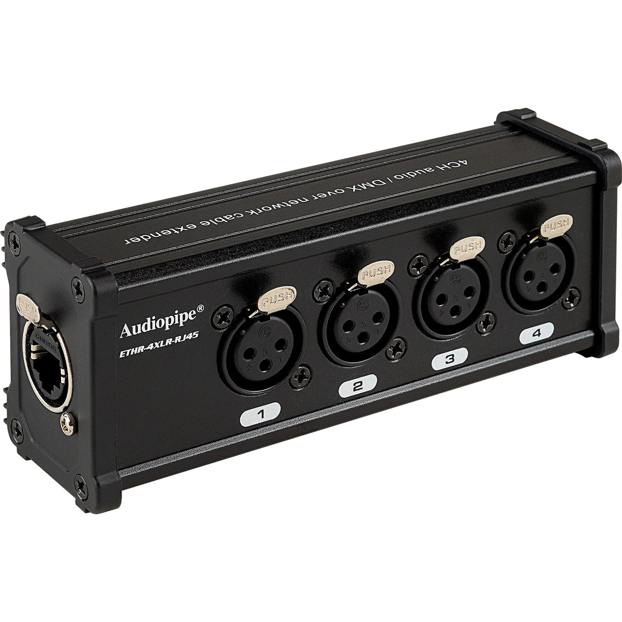 4 Channel DMX Over Network Cable Extender (ETHR-4XLR-RJ45) Audiopipe