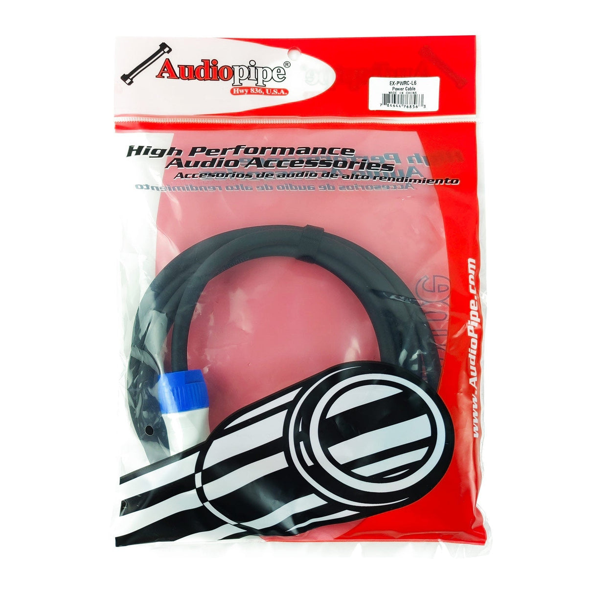 6Ft Power Extension Cable (EX-PWRC-L6) Audiopipe