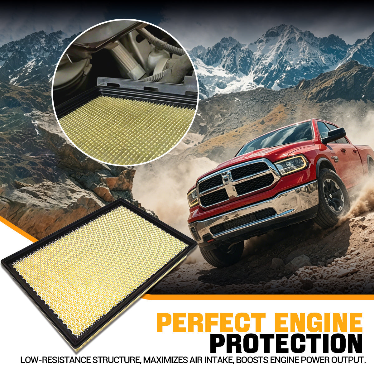 Trucktok 2020-2023 3.0L Ram 1500 Ecodiesel Air Filter Replaces 68441763AA TruckTok