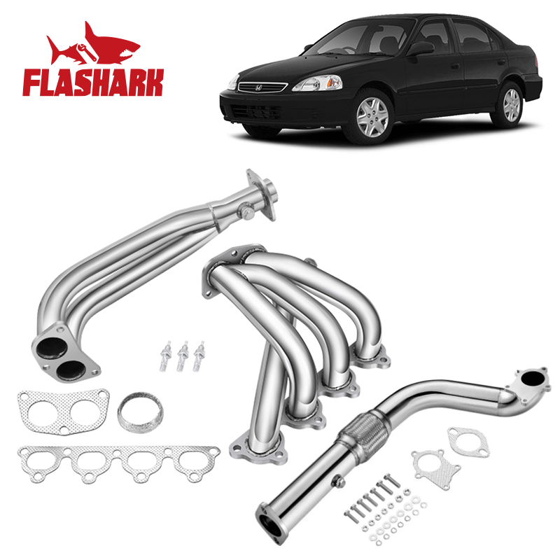 3-Inch Downpipe Exhaust for 1988-2001 Honda Civic/CRX/Del Sol & Acura Integra, T3/T4 Turbo, B16/B18/D15/D16 Engines, 5-Bolt