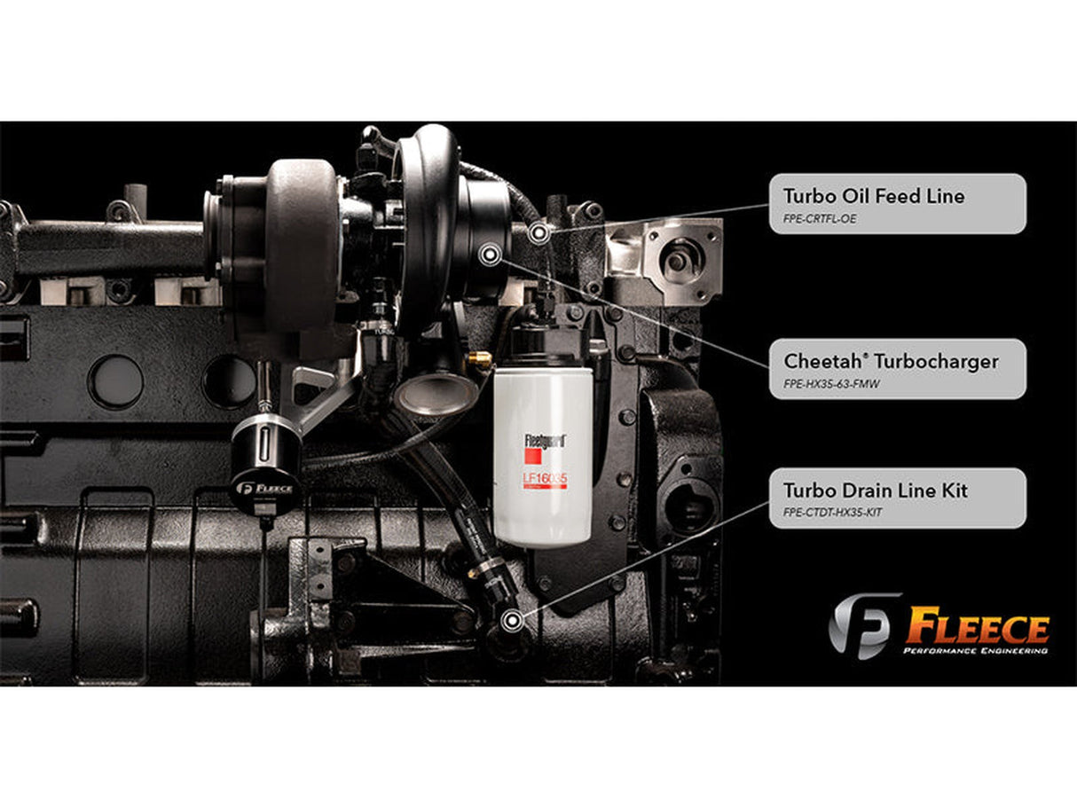 Fleece Turbo Drain Tube Kit, 1994-2002 Dodge Ram 5.9L Cummins Fleece Performance