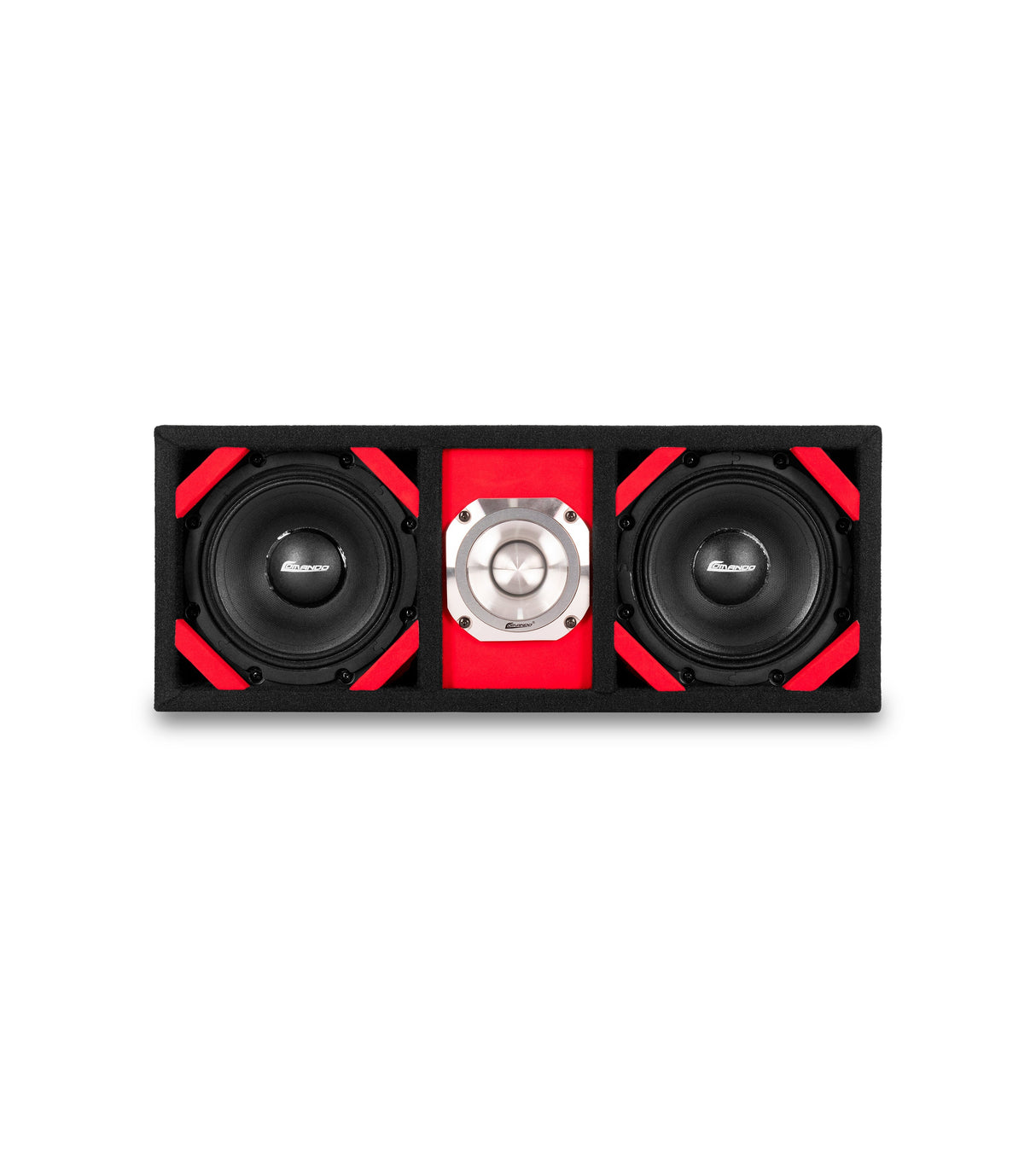 KTPONV2-206RED / DUAL 6" RED LOADED PORTED BOX + 1 TWEETER Comando Audio Inc.