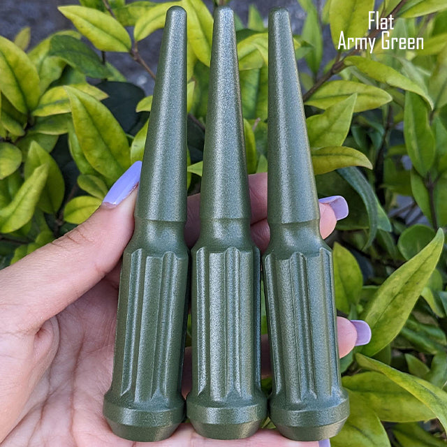 32 Pc 14x1.5 7-Spline Spike Lug Nuts 4.5" Tall - Powder Coated + Key Socket
