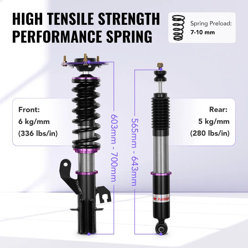 For 2007-2012 Nissan Versa Hatchback (C11) 32-way Adjustable Damping Coilover Shock Absorbers Struts