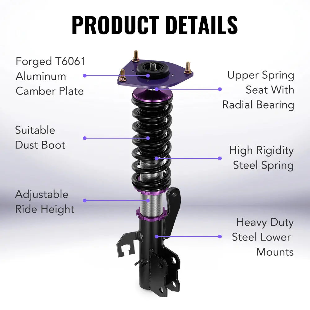 For 2007-2012 Nissan Versa Hatchback (C11) 32-way Adjustable Damping Coilover Shock Absorbers Struts